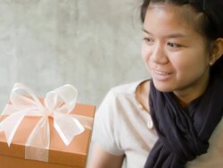 Young happy woman with giftbox Stock Footage