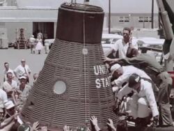 Project Mercury Freedom 7 capsule being moved Stock Footage
