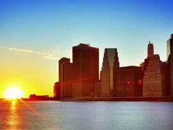 Downtown Manhattan sunset Stock Footage
