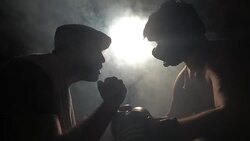 Coach is motivating his boxer Stock Footage