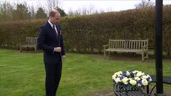 Prince William laying wreath at Remembrance Centre News Clip