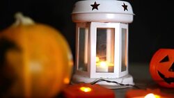 Halloween pumpkin head jack lantern Stock Footage