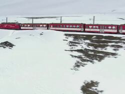 WS POV ZI PAN View of valley at Glacier Express / Oberalp, Uri, Switzerland Stock Footage