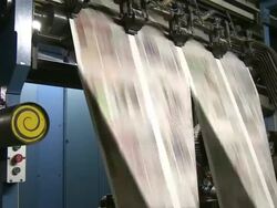 MS Shot of offset printing machine / Frankfurt, Hesse, Germany Stock Footage