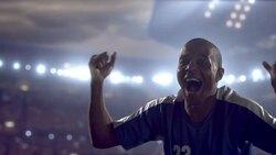 Soccer player makes a kick Stock Footage