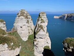 Normandy, Cote d'AlbÃ¢tre (Albaster Coast) cliffs and coastline Stock Footage