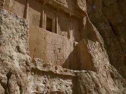 MS TU Shot of Naqsh e Rustam, Archaeological site in Iran / Shiraz, Fars Province, Iran  Stock Footage