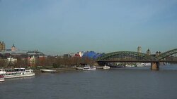 Old Town with Cathedral, Gross St. Martin's Church and Rhine River, Cologne, North Rhine-Westphalia, Germany Stock Footage