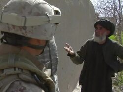 MS PAN Soldiers investigating local people / Mausa Qala, Helmand Province, Afghanistan. Stock Footage
