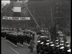 B/W Presidential motorcade past military guard / 1940's / No SOUND Stock Footage