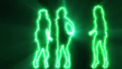 Three sexy girls dancing in green outline Stock Footage