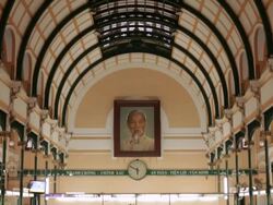 WS TD Interior of Saigon Post Office / Vietnam Stock Footage