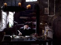 Nostradamus reads and writes at his desk. Stock Footage