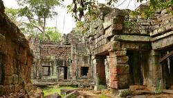 Angkor Preah Khan Temple at Angkor Thom in Cambodia Stock Footage