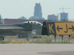 F16 Fighter Taxiing 01 Stock Footage