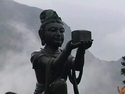 Pull Back Shot Tian Tan Buddha Hong Kong Kwangtung China Stock Footage