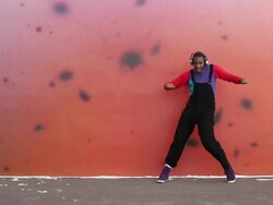 MS Shot of young man dancing in urban area / Minneapolis, Minnesota, United States Stock Footage
