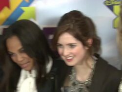Coco Jones, Tyler James Williams, Debby Ryan, Gary Marsh, China Anne McClain, Laura Marano and Bridgit Mendler at Disney Channel's Worldwide Kids Upfront 2012-13 on 03/13/2012 in New York  Stock Footage