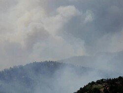 HD Video forest fire smoke explosion Colorado Springs Stock Footage