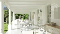 White luxury backyard patio Stock Footage