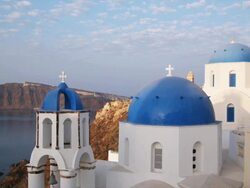 domed rooftops in Greece Stock Footage