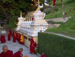 WS Monks running around at Kopan Monastery / Kathmandu, Central, Nepal Stock Footage
