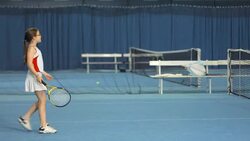 LS Father And Daughter Playing Mixed Doubles Stock Footage