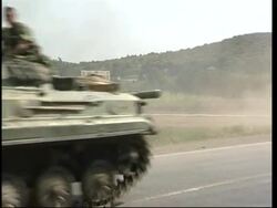 Russian convoy leaving checkpoint to go into Gori News Clip