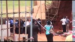 CLEAN : Worker killed in Yaounde sports stadium slide News Clip