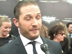 Tom Hardy interview at Dark Knight Rises premiere Stock Footage