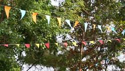 triangular bunting flags decoration Stock Footage