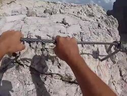 Point of View Video: Via Ferrata on the Alps Stock Footage