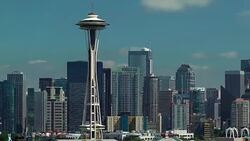 Seattle Skyline with Space Needle Stock Footage