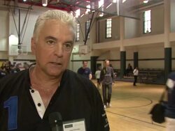INTERVIEW: John O'Hurley on coming out today to play rugby. On having a 5 year old kid, knowing why this program is so important Stock Footage