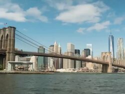 Brooklyn Bridge and Manhattan skyline. Stock Footage