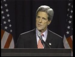 Kerry criticises Bush for mission accomplished claim News Clip