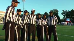 It's unusual to see football referees get a round of applause, but that's what happened as a majority-female officiating crew called an NCAA college game in Alabama for the first time. One spectator even included the NFL officiating director. (Oct. 25) News Clip