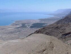 Aerial dead sea cliffs, Judea Desert, Israel Stock Footage