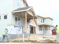 New home construction at Copperleaf development in Aurora, Colorado Stock Footage
