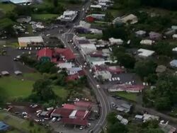 AERIAL: Homes In Pahoa, Hawaii Threatened By Lava Flow From Kilauea Volcano Stock Footage