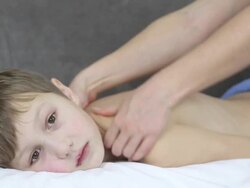 boy doing massage Stock Footage