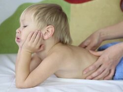 little boy with a massage Stock Footage