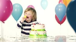 Happy boy on his birthday Stock Footage