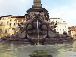 Emerging from Pantheon Fountain in Rome Stock Footage