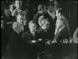 Supreme Court Chief Justice Charles Evans Hughes administers the Oath of Office to President Franklin D. Roosevelt in 1941. News Clip