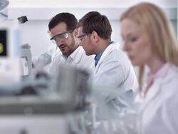 LS DS Scientists Working In A Laboratory Stock Footage