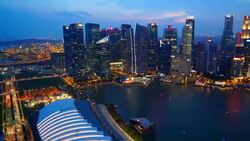 Time-lapse day to night Singapore city Stock Footage