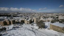 Time Lapse, Jerusalem covered with snow, view of the southern part from Gilo Stock Footage