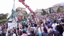 CLEAN : White backlash as colonial statue comes down in South Africa News Clip