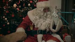 Santa Clause brings presents to kids Stock Footage